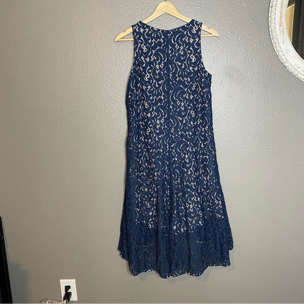 Maeve Navy High Low Lace Dress - Picture 6 of 7